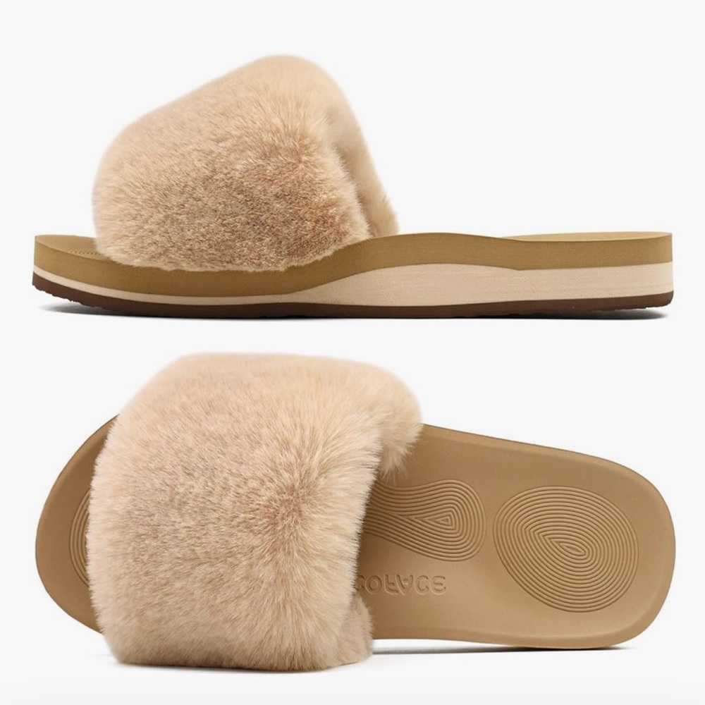 Luxurious Furry Slippers - Tan